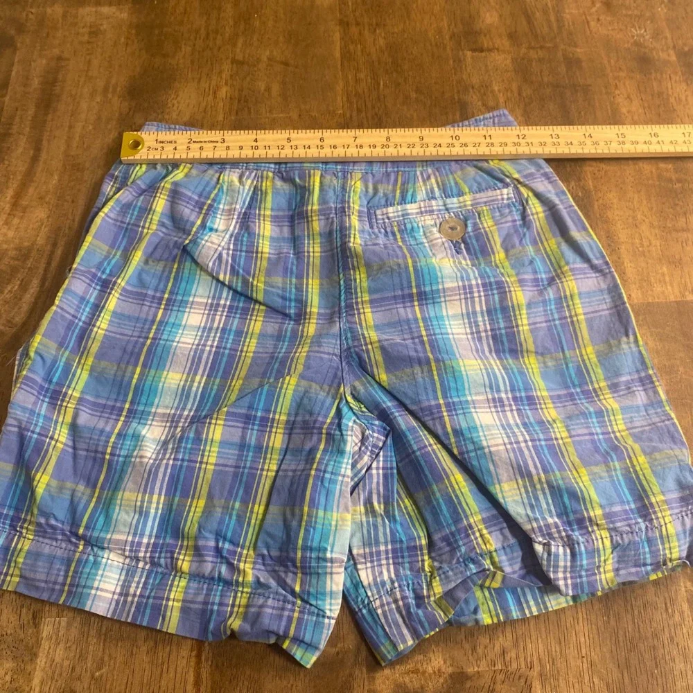 L.L. Bean Plaid Shorts Kids Blue Green Yellow Preppy Cotton SIZE 10‎